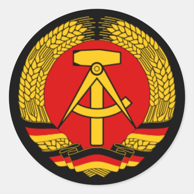 Pegatina Redonda DDR de Alemania del Este (Anverso)
