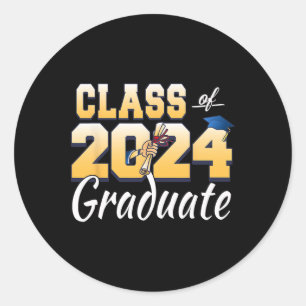 Pegatina Redonda De 2024 Graduación Superior De 2024