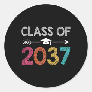 Pegatina Redonda De 2037 Est 2024 Crecer Con Mí Las Huellas De Mano