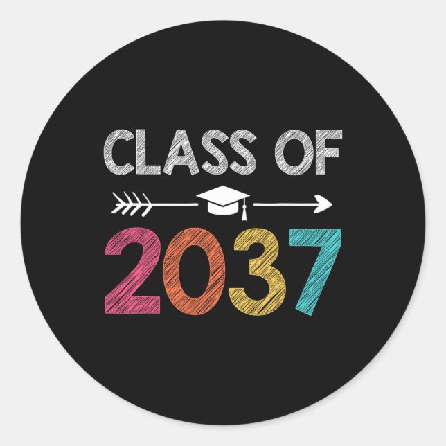 Pegatina Redonda De 2037 Est 2024 Crecer Con Mí Las Huellas De Mano (Anverso)