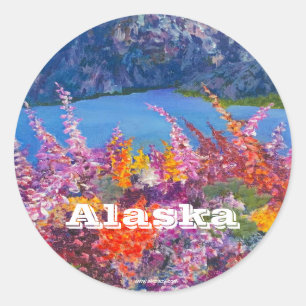 Pegatina redonda de Alaska Fireweed