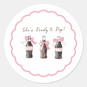 Pegatina redonda de Bebé Soda Rosa lista para POP