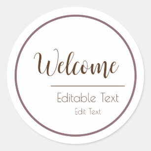 Pegatina Redonda de Bienvenida Diseño Sencillo Min