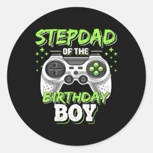 Pegatina Redonda De Birthday Boy Coincidiendo Videojuego Fiesta de
