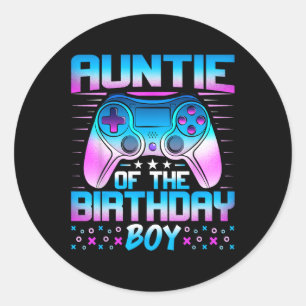 Pegatina Redonda De Birthday Boy - Juego De Videojuegos Coincidiend