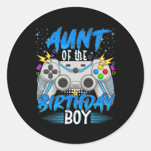 Pegatina Redonda De Birthday Boy Video Game Birthday Gamer Boys