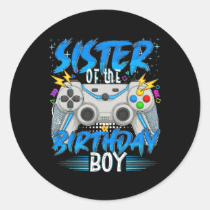 Pegatina Redonda De Birthday Boy Video Game Birthday Gamer Boys