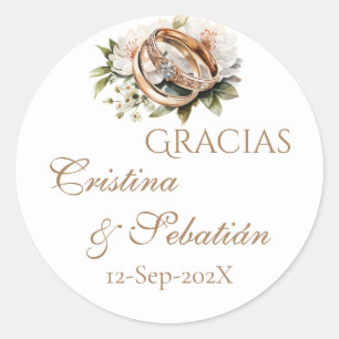 Pegatina redonda de boda boho española 