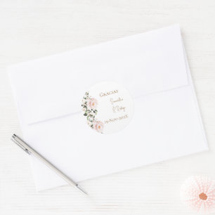 Pegatina redonda de boda boho española