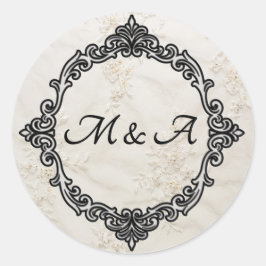Pegatina redonda de Boda de encaje bordado