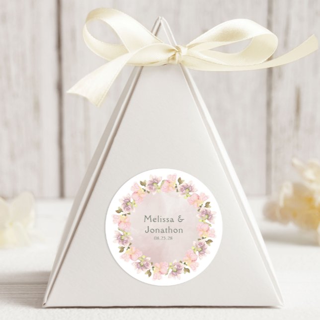 Pegatina redonda de boda floral de magnolia con ru (Subido por el creador)