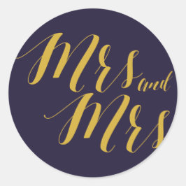 Pegatina redonda de Boda lesbiana de Moda rusa de 