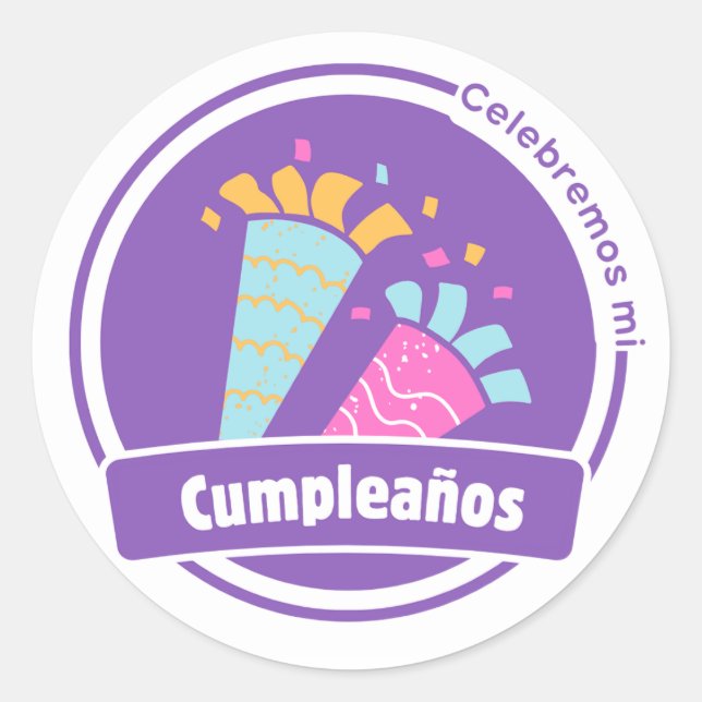 Pegatina redonda de celebracion (Anverso)