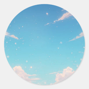 Pegatina redonda de cielo azul suave
