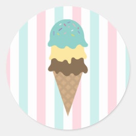 Pegatina redonda de cono de helado a rayas (4)