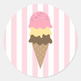 Pegatina redonda de cono de helado rayado (5)