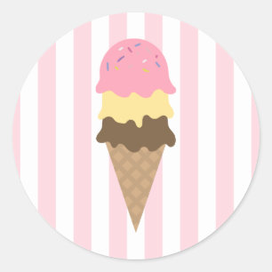Pegatina redonda de cono de helado rayado (5)