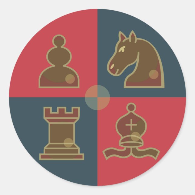 Pegatina redonda de cuadrados de ajedrez (Anverso)