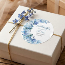 Pegatina redonda de ducha de novia floral azul ele