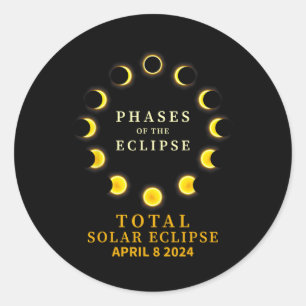 Pegatina Redonda De Eclipse Solar Total Abril 8