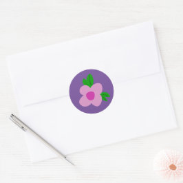 Pegatina redonda de fiesta de flor Pinky boho