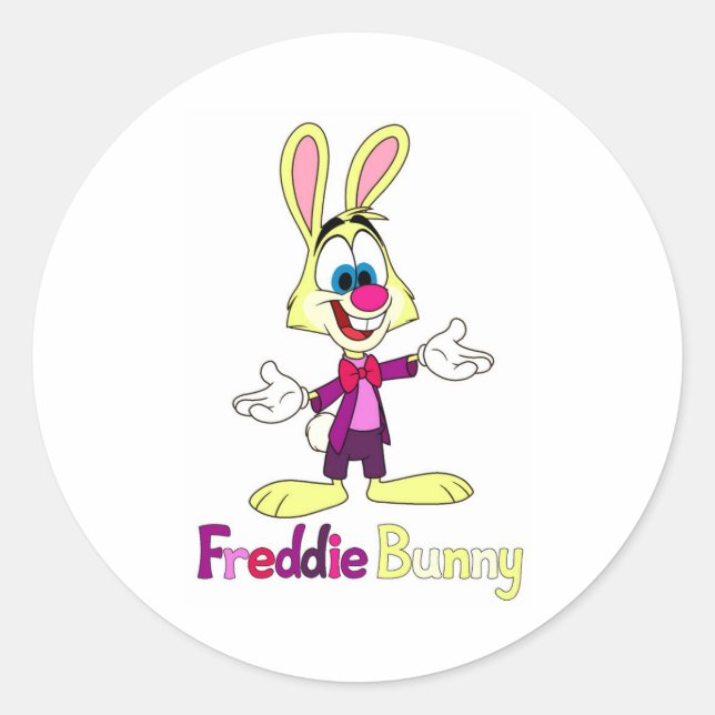 Pegatina redonda de Freddie Bunny (Anverso)