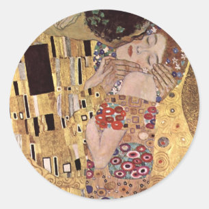 Pegatina Redonda ~ de Gustavo Klimt el beso