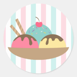 Pegatina redonda de helado con topping rayado (2)