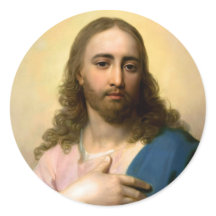 Pegatina redonda de Jesucristo 