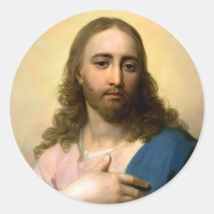 Pegatina redonda de Jesucristo