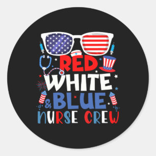 Pegatina Redonda De Julio: Equipo De Enfermeras Artificiales Enferm