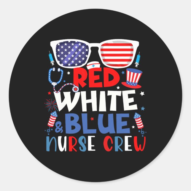 Pegatina Redonda De Julio: Equipo De Enfermeras Artificiales Enferm (Anverso)