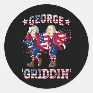 Pegatina Redonda De Julio George Washington Griddy George Griddin 3