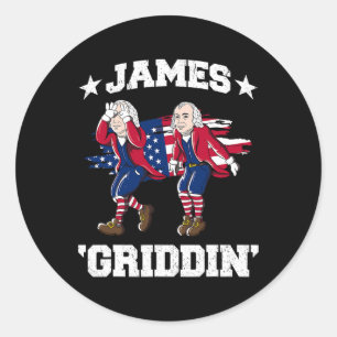 Pegatina Redonda De Julio James Madison Griddy James Griddin