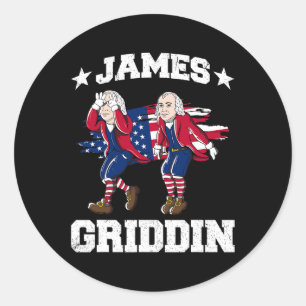 Pegatina Redonda De Julio James Madison Griddy James Griddin 1