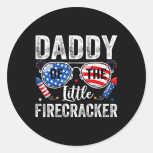 Pegatina Redonda De Julio Padre De Cumpleaños Del Pequeño Firecrack