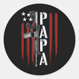 Pegatina Redonda De Julio Papa Dad Daddy Ar-15 Padres Patrióticos D