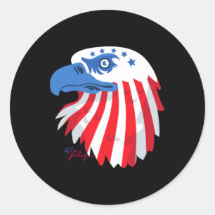 Pegatina Redonda De Julio S - Camisas Patrióticas - Águila Bandera 