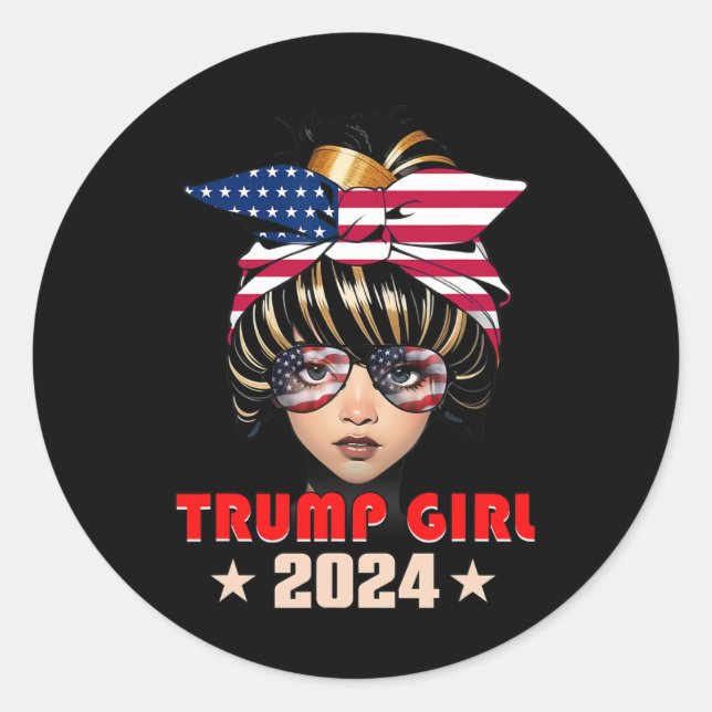 Pegatina Redonda De Julio Trump 45 47 Trump Chica 2024 (Anverso)