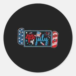 Pegatina Redonda De Julio Videojuego Jugador Estadounidense Niños H