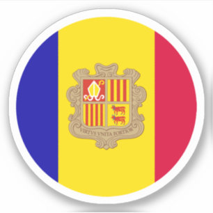 Pegatina redonda de la bandera de Andorra