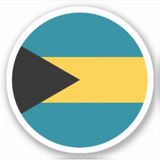 Pegatina redonda de la bandera de Bahamas (Anverso)