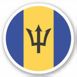 Pegatina redonda de la bandera de Barbados