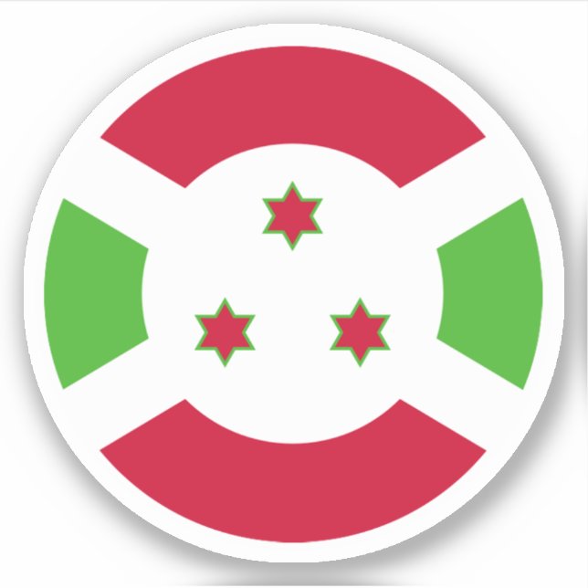 Pegatina redonda de la bandera de Burundi (Anverso)