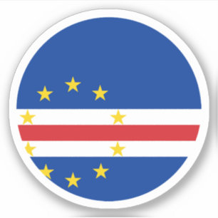 Pegatina redonda de la bandera de Cabo Verde