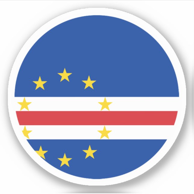 Pegatina redonda de la bandera de Cabo Verde (Anverso)