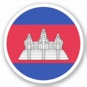 Pegatina redonda de la bandera de Camboya