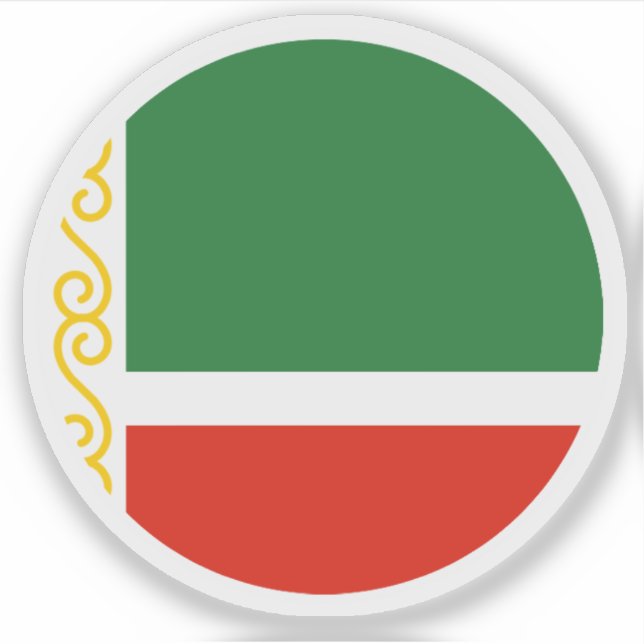Pegatina redonda de la bandera de Chechenia (Anverso)