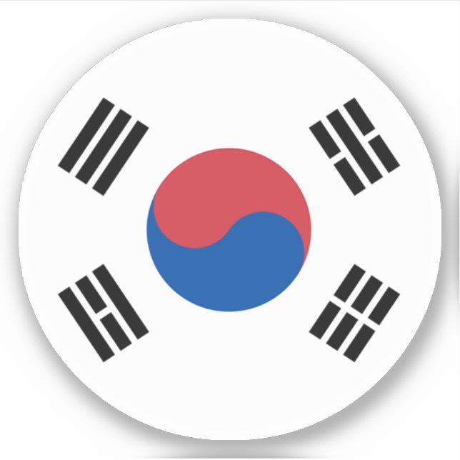 Pegatina redonda de la bandera de Corea del Sur (Anverso)
