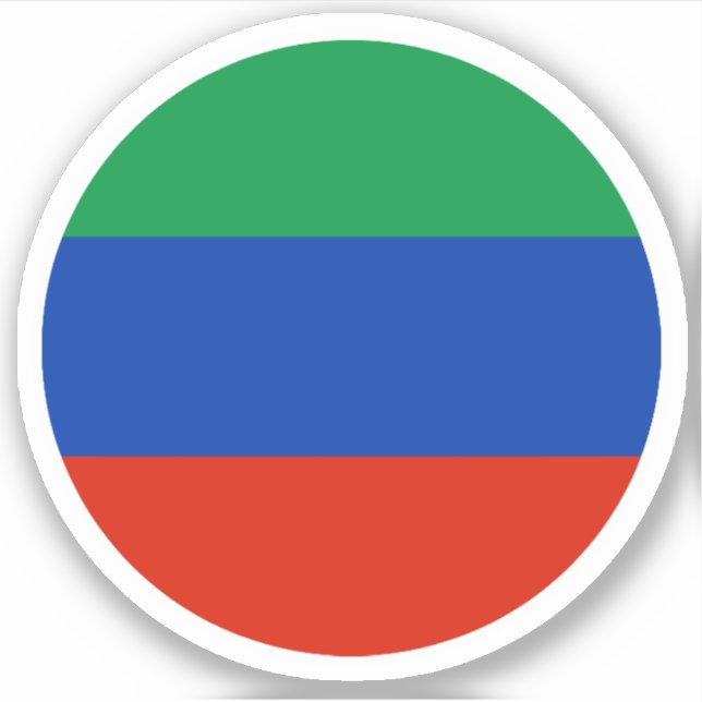Pegatina redonda de la bandera de Daguestán (Anverso)
